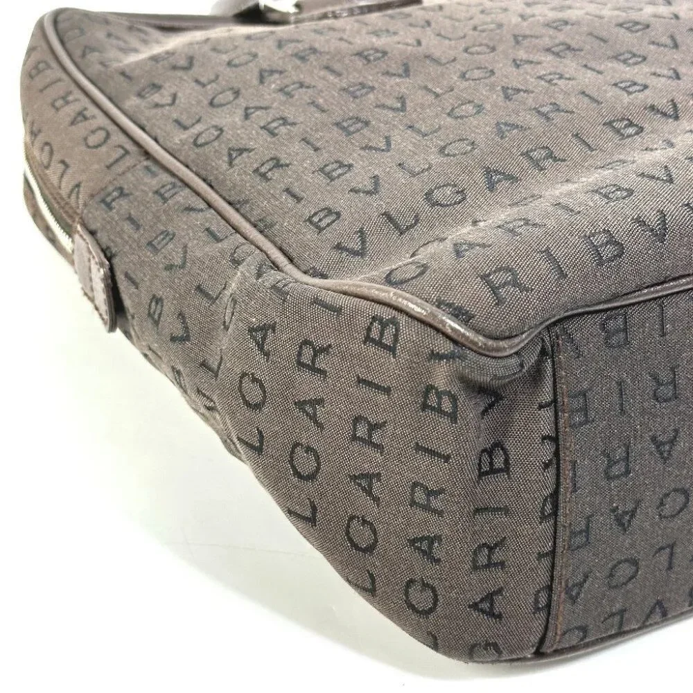 BVLGARI Hand Bag Logo mania briefcase bag Business bag Canvas Brown/Orange